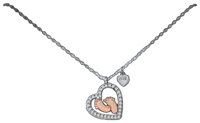 Baby Feet Heart Necklace