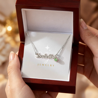 Custom Name Necklace with Birthstone